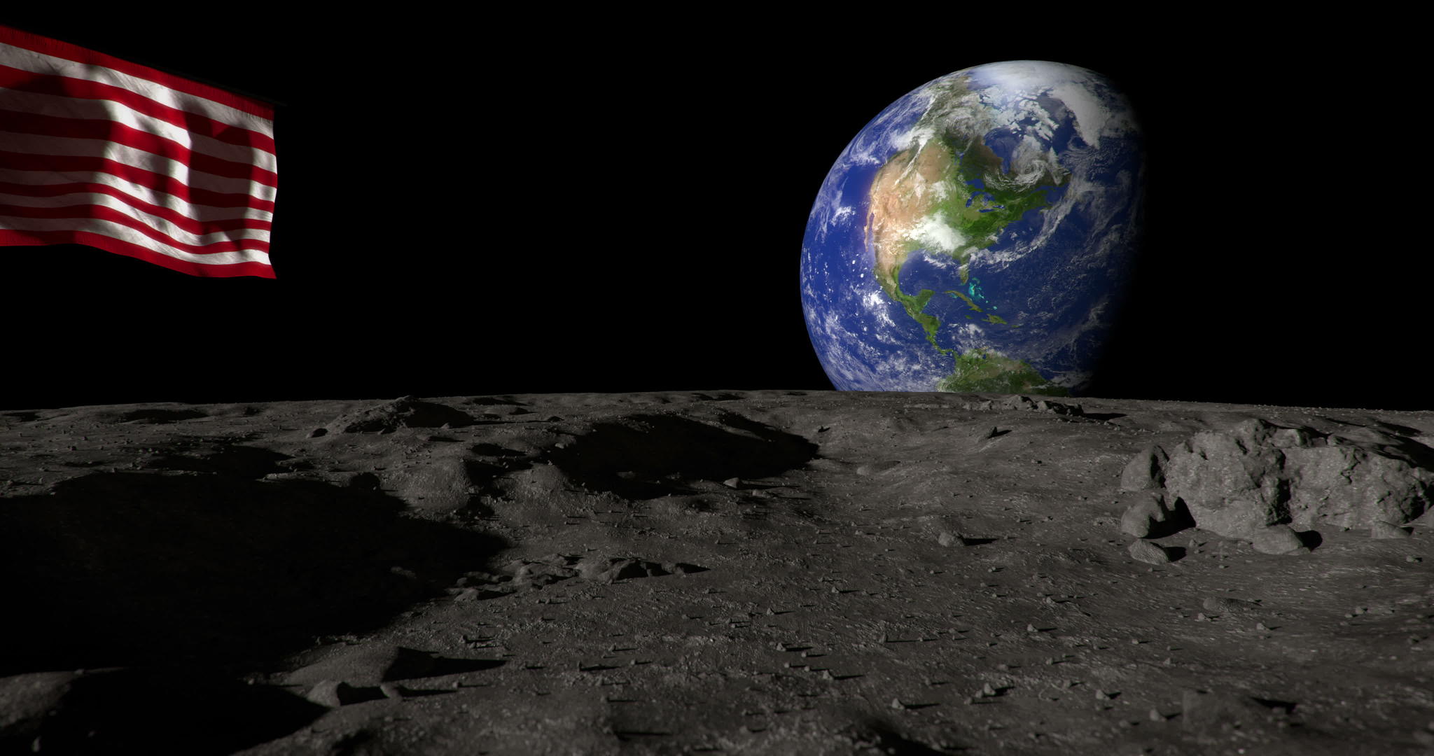 阿尔法面罩用于以星旗和地球为代表的月球表面视频的预览图