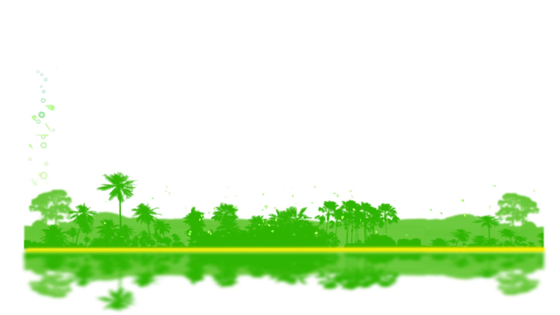 绿叶反射模糊的横幅在海岸和森林丘陵的背景下飞行Youtune视频的预览图