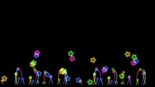 彩虹色彩多彩的巨星和小花朵星号亮光信号元素视频的预览图