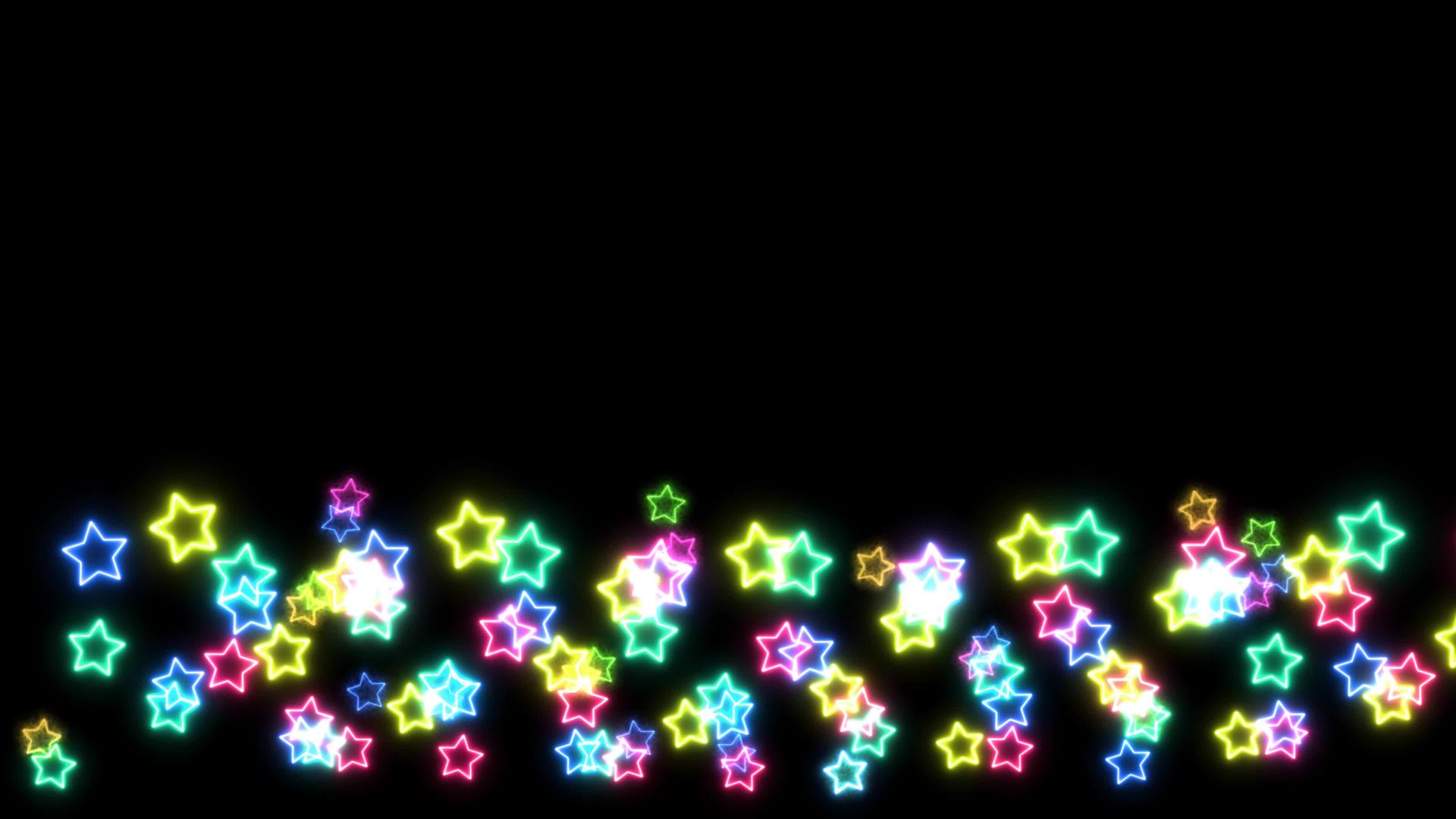 彩虹彩色巨星和微小恒星的亮光信号元素在黑屏上视频的预览图