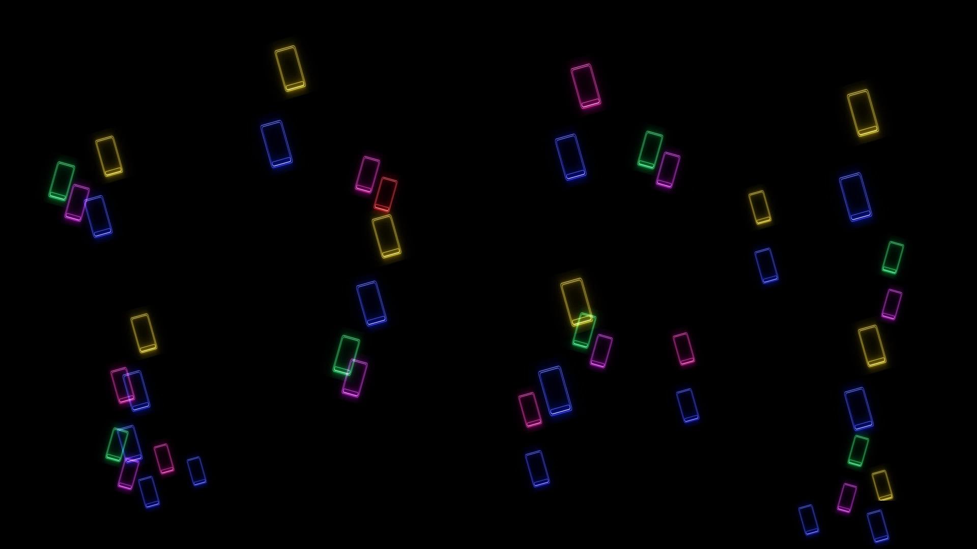彩虹智能手机在黑屏上缓慢飞行视频的预览图