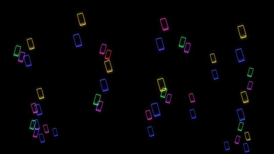 彩虹智能手机在黑屏上缓慢飞行视频的预览图