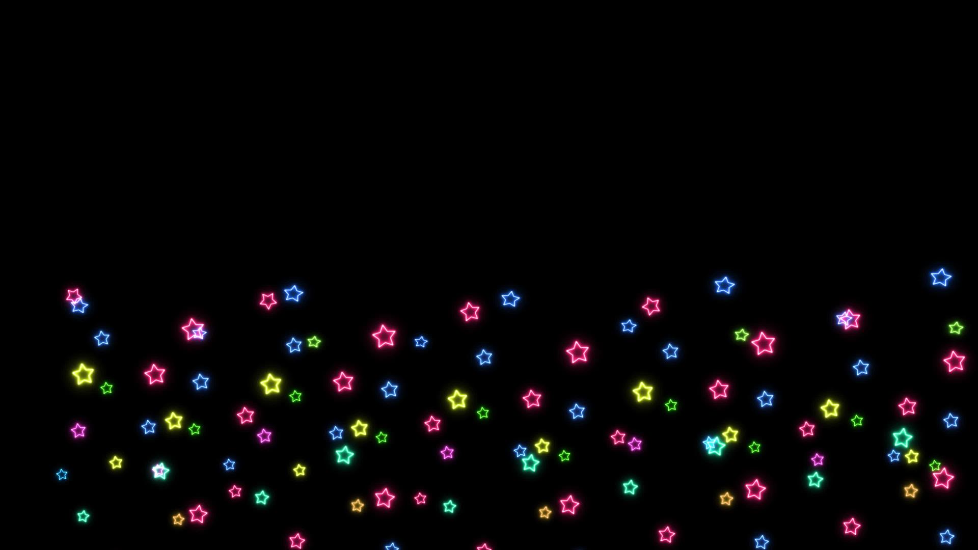 彩虹彩虹上成千上万的恒星标志元素在黑屏上慢慢跳舞视频的预览图