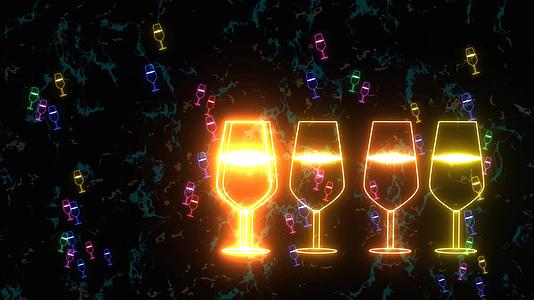 彩虹色彩的香槟玻璃在抽象的背景上跳舞视频的预览图