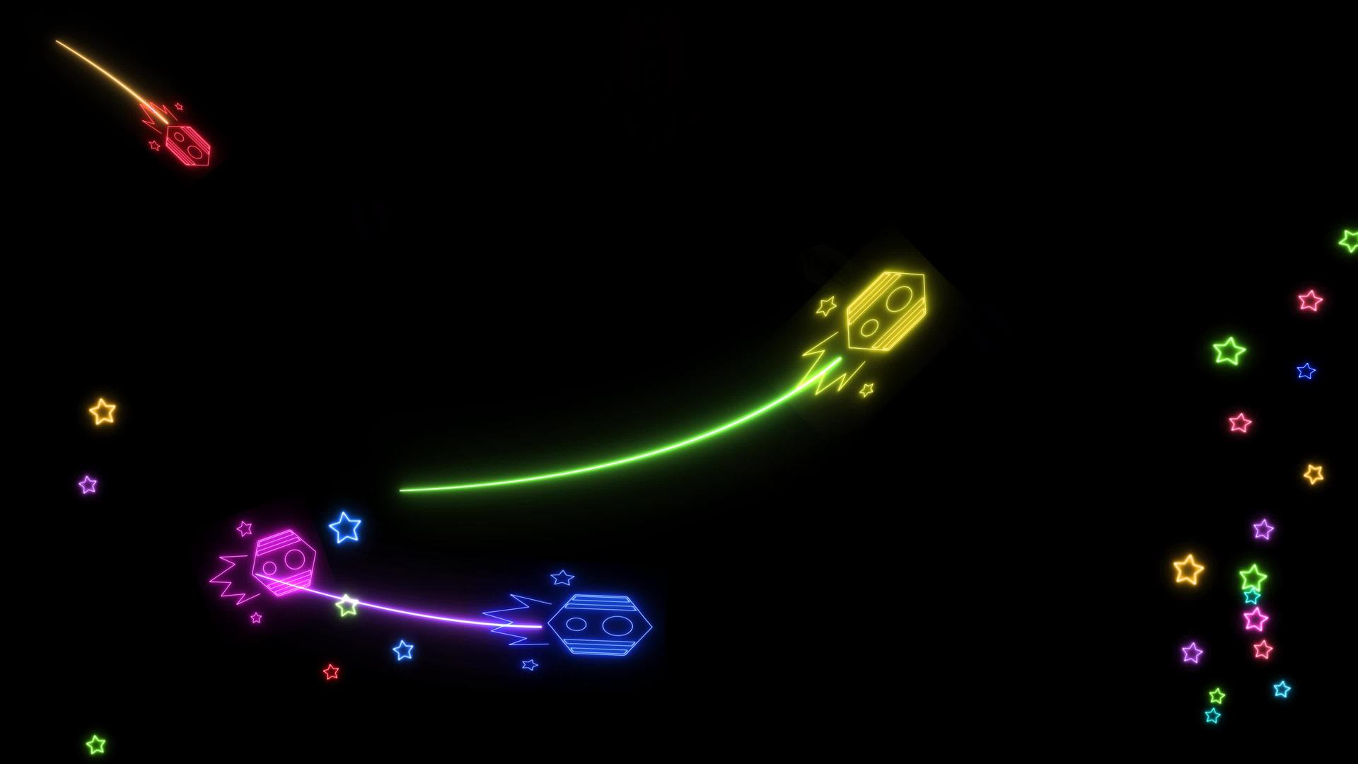 彩虹火箭100号发射器和彩色的彩虹火箭在黑屏上发射标志性元素视频的预览图