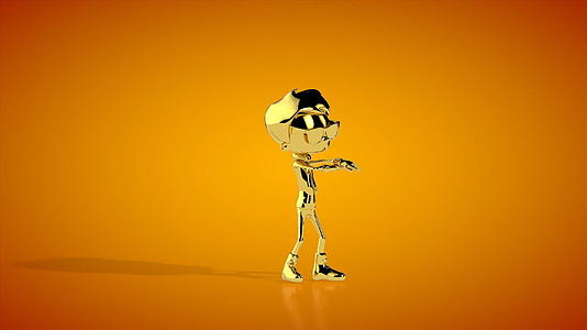 金色男孩跳舞机器人跳舞无缝环橙色工作室乳头垫视频的预览图