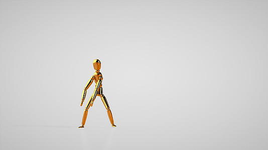 有趣的金色假人机器人风格舞蹈无缝循环白色工作室视频的预览图