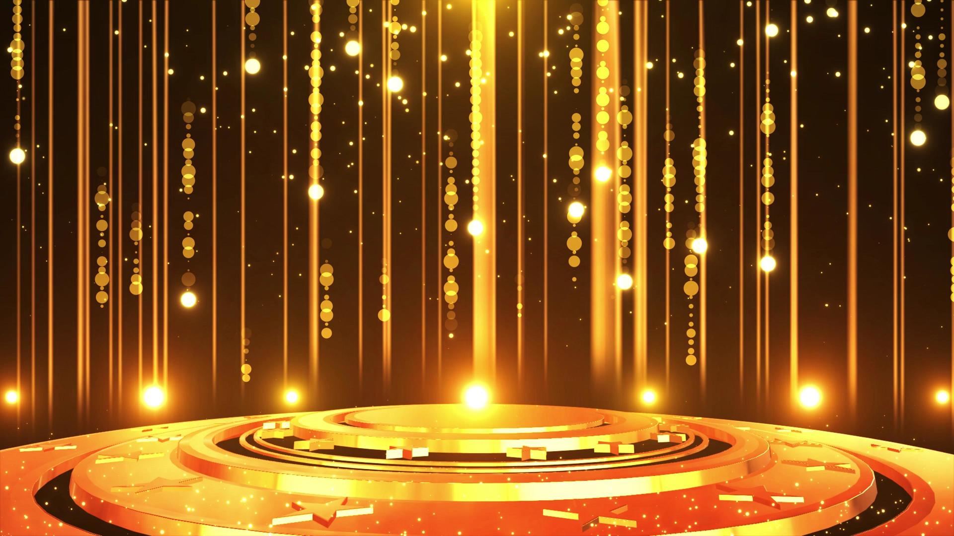 4K金色动态三维粒子光效年会颁奖背景视频视频的预览图