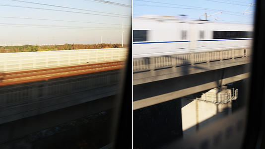 行驶列车窗外的列车轨道视频的预览图