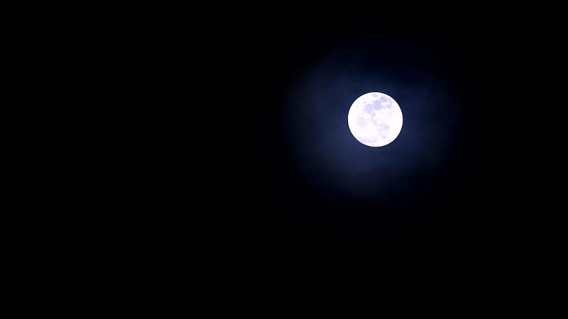 夜晚的月亮和月亮在夜空和云层中流动视频的预览图