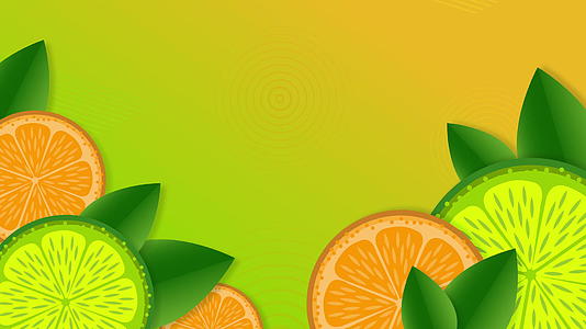 彩色圆环背景4k平板动画柠檬和叶子运动图形视频的预览图