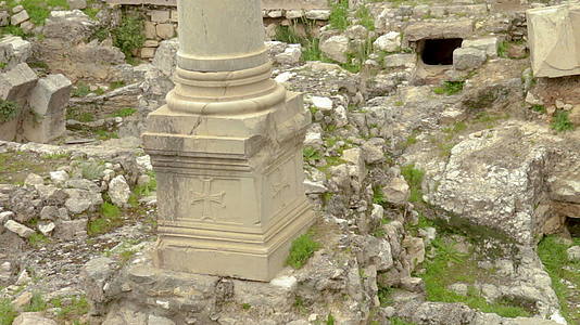 拜占庭Basilica专栏废墟的残留物Jerusalim视频的预览图