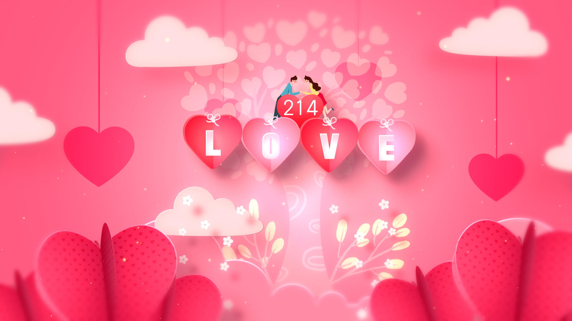 214情人节粉色动画背景视频视频的预览图