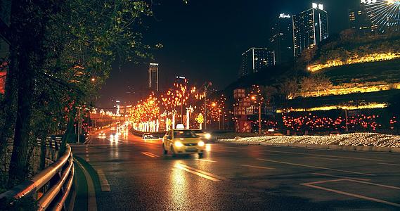 4K实拍新年城市街道夜景视频素材视频的预览图