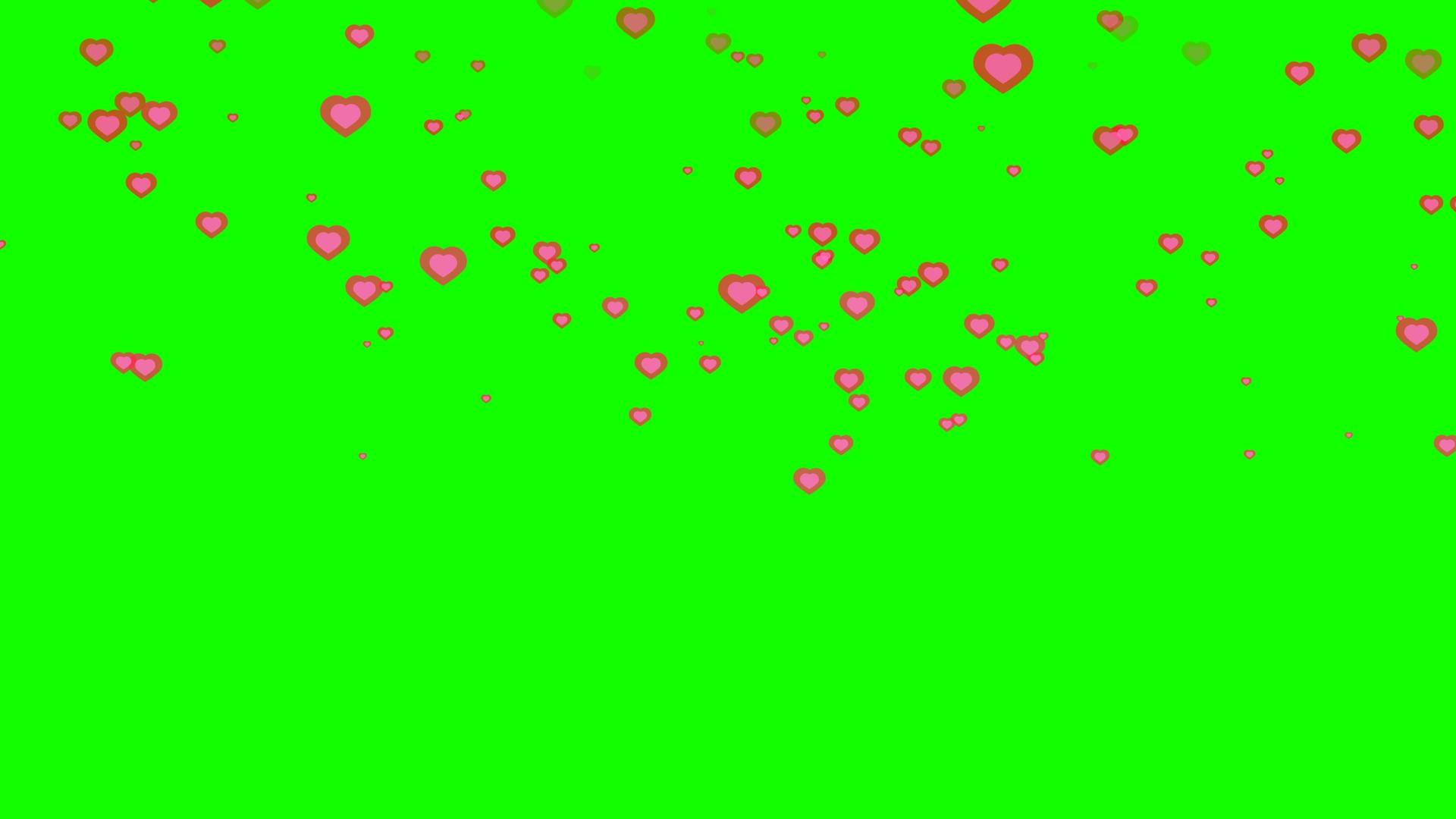粉色中的小红心100在绿屏上飞翔视频的预览图