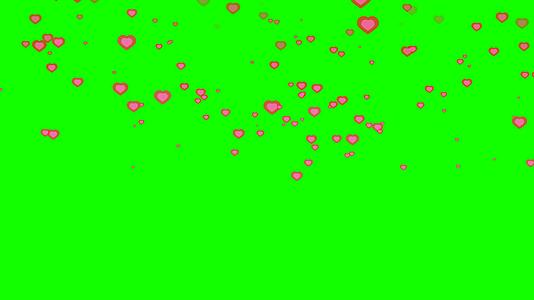粉色中的小红心100在绿屏上飞翔视频的预览图