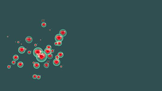 泡泡中的红心和白星在浅红心主题情人节和爱卡海洋气候变化视频的预览图