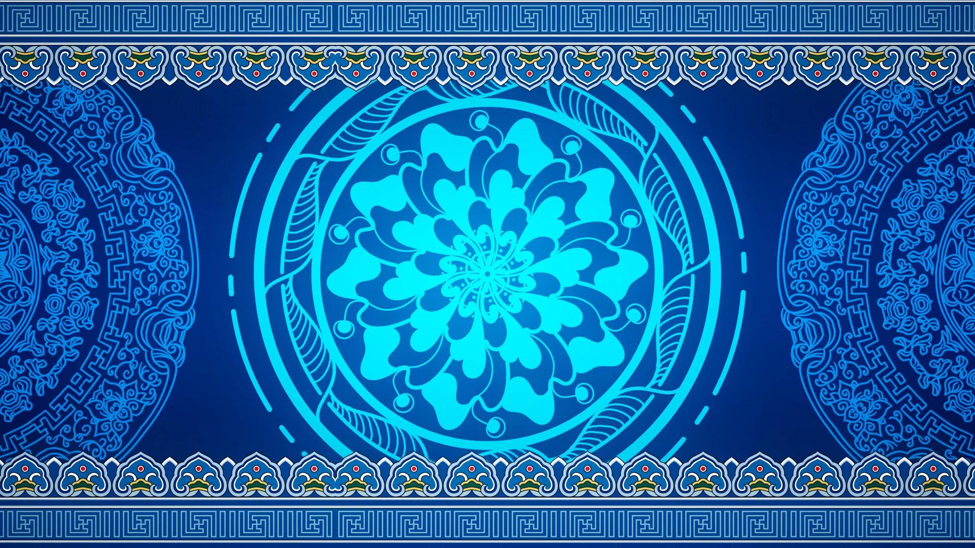 4K蓝色民族花纹舞蹈背景视频视频的预览图