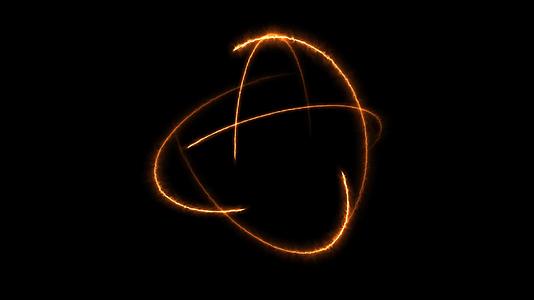 原子由无穷无尽的橙色火红和火焰能量旋转视频的预览图
