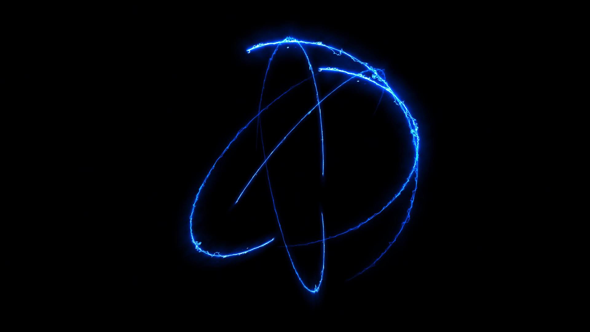 六线蓝色雷电能量的无限旋转视频的预览图