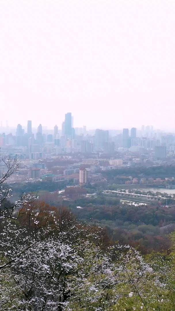 南京雪景城市天际线航拍视频的预览图