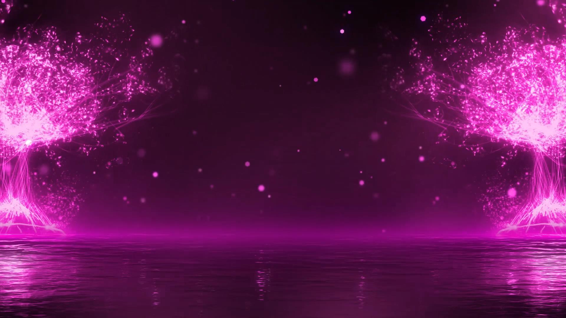 浪漫粒子水面树背景视频的预览图