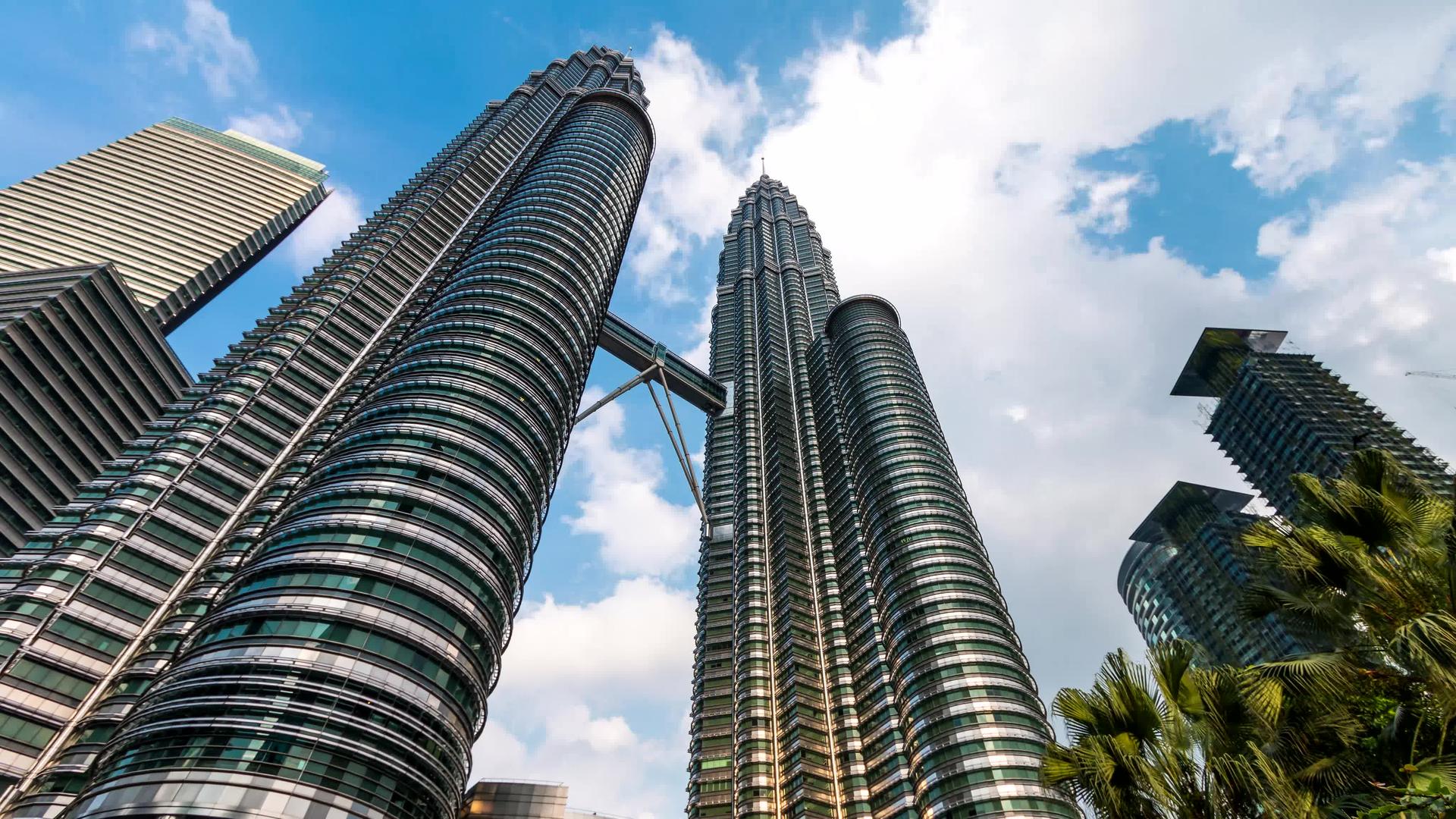 Malaysia标志性地标城市风景4k时间过错断裂视频的预览图