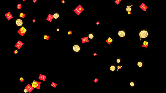 4K新年红包金币漂落元素视频的预览图