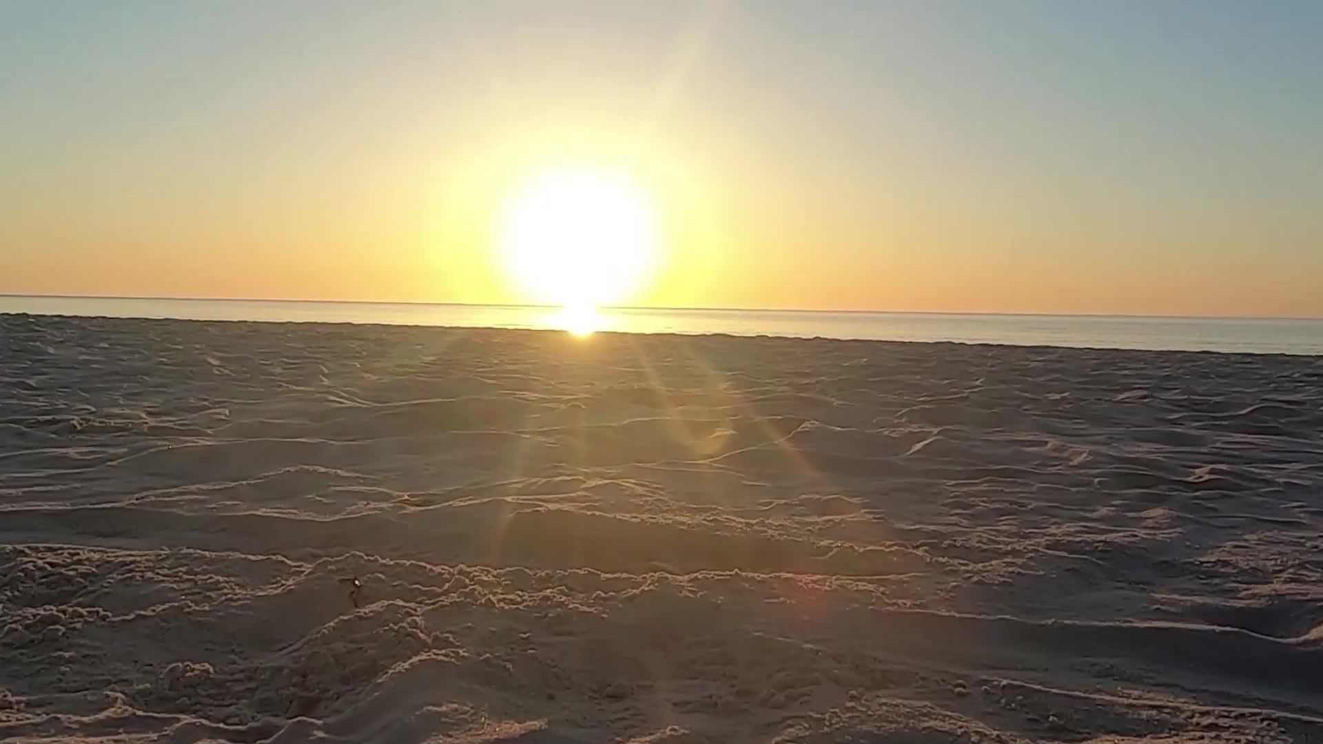 黎明时分从地面上的海滩到海岸线上的沙滩视频的预览图