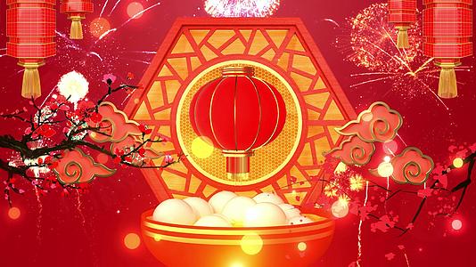 4K元宵新年喜庆大红灯笼烟花背景视频视频的预览图