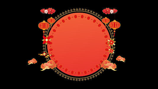4K新年圆形中国风边框动画元素视频的预览图