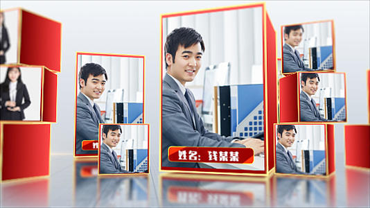 2022简洁红色商务颁奖人物照片墙AE模板视频的预览图