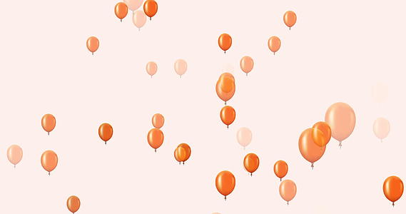 在黑暗的背景下飞行的橙色气球动画周年或节日快乐视频的预览图