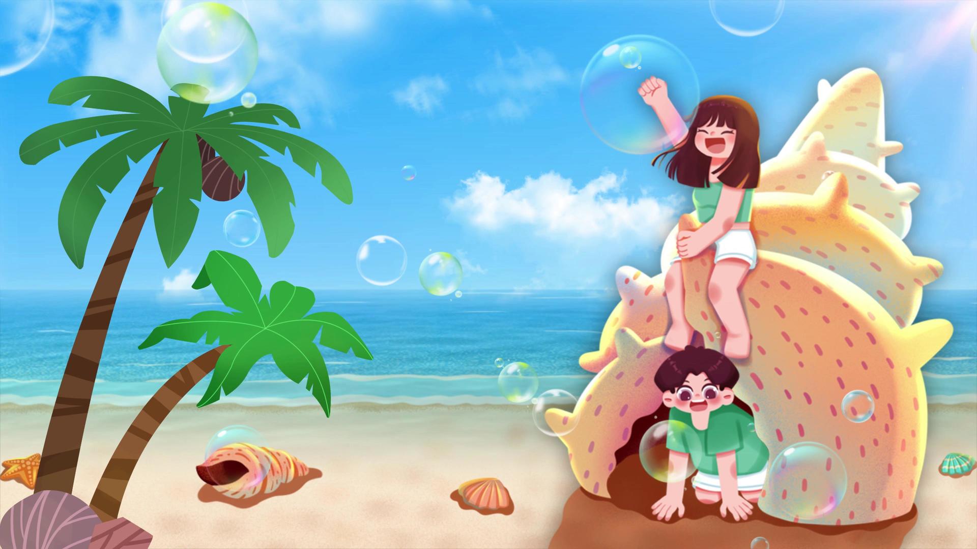 4K夏日阳光沙滩海螺背景视频视频的预览图