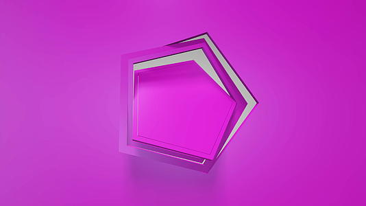 旋转3个粉色商业动画五边形框架d循环简约的渲染窗口视频的预览图