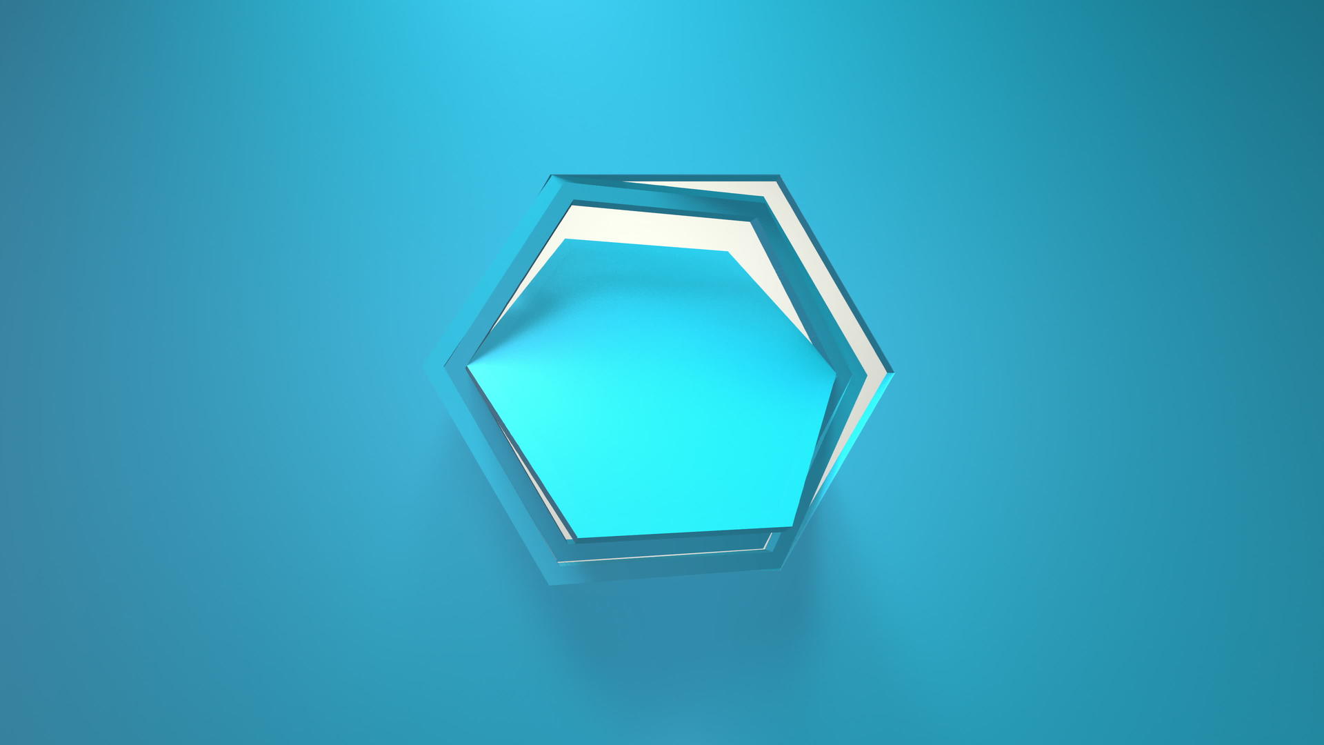蓝色商业动画六边形框架旋转3d渲染窗口循环简单纯色视频的预览图