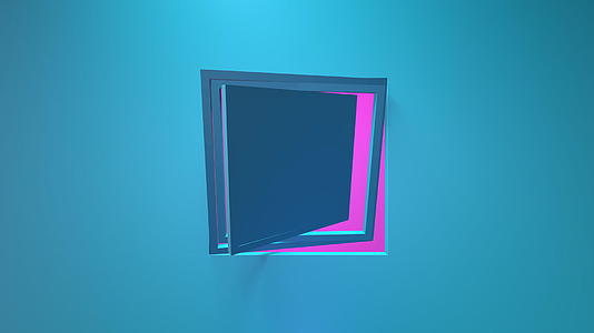蓝色商业动画方形框架旋转3d渲染窗口循环简单纯色视频的预览图