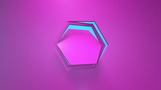 商业动画粉色六边形框架旋转3d循环简约的渲染窗口视频的预览图