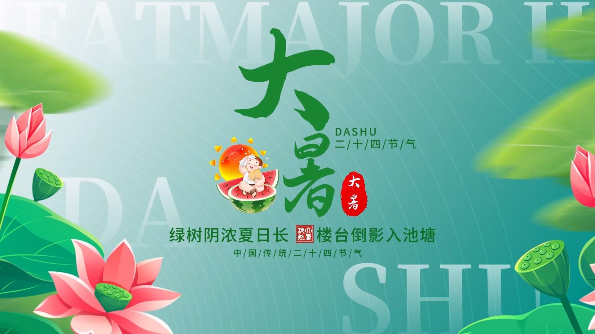 美丽大气大暑字幕片头剪影模板视频的预览图