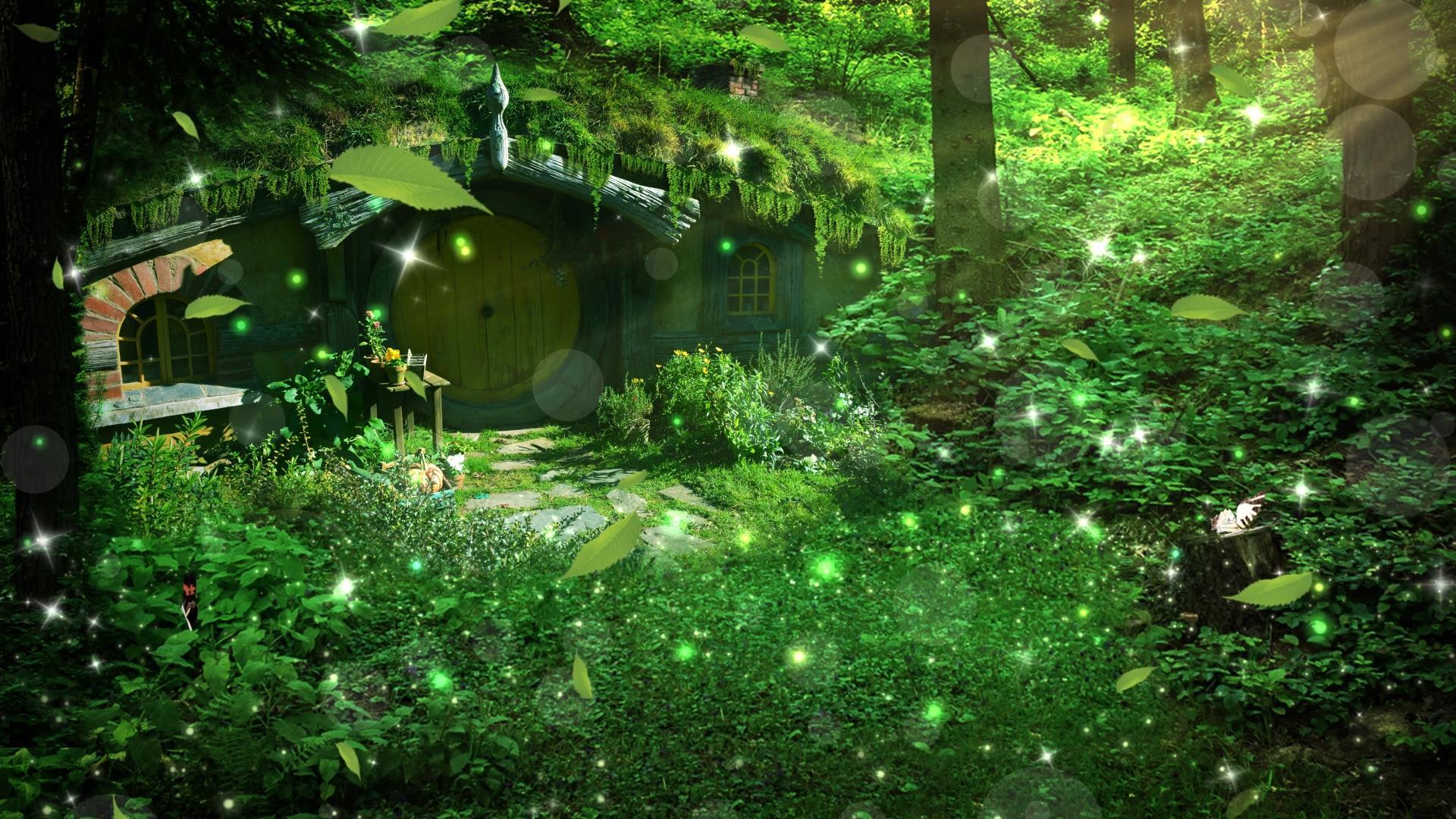唯美动态森林小屋粒子光效视频元素视频的预览图