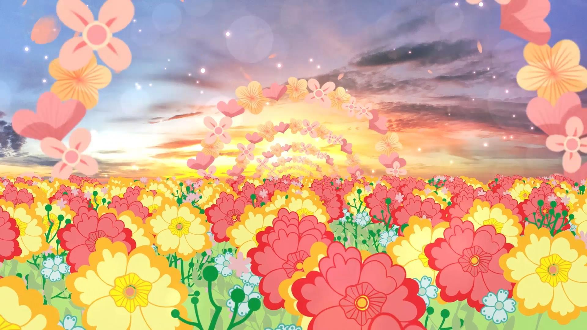 唯美温馨花海动态粒子花环舞台背景视频视频的预览图