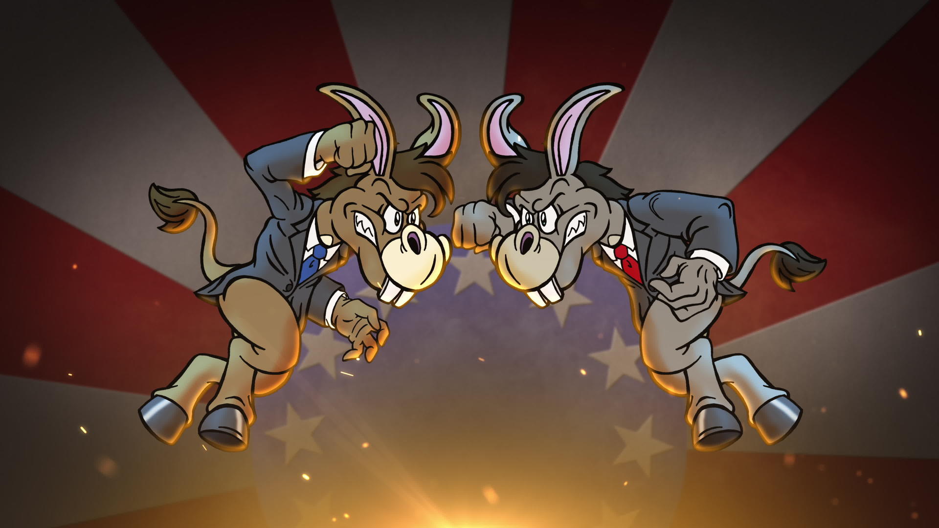 卡通民主驴与民主驴的史诗战斗视频的预览图