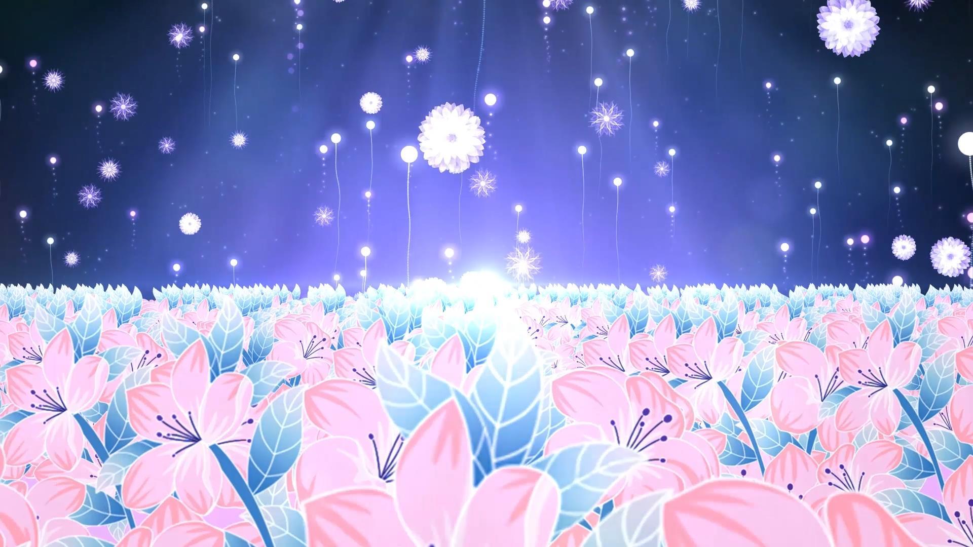 唯美梦幻花海动态粒子光效花朵舞台背景视频视频的预览图