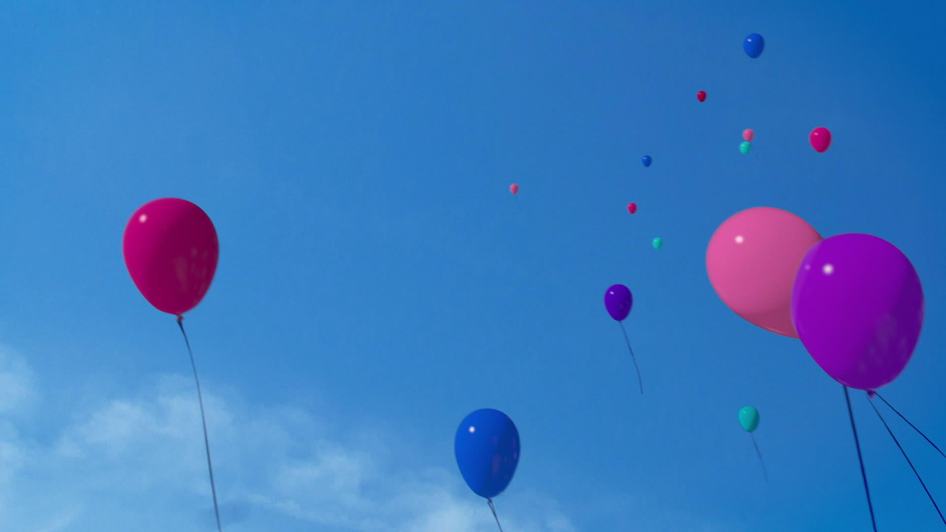 在蓝天上戴着阿尔法面具的快乐生日女孩气球视频的预览图