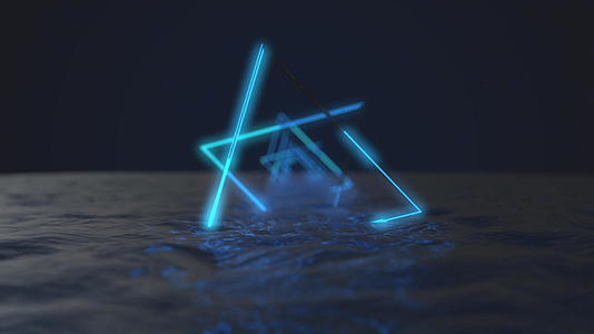 明亮的霓虹灯框架在水中闪烁着霓虹灯光谱的背景视频的预览图