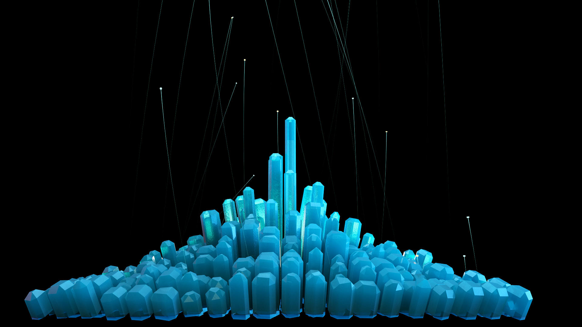 水晶建筑城市生长动画视频的预览图