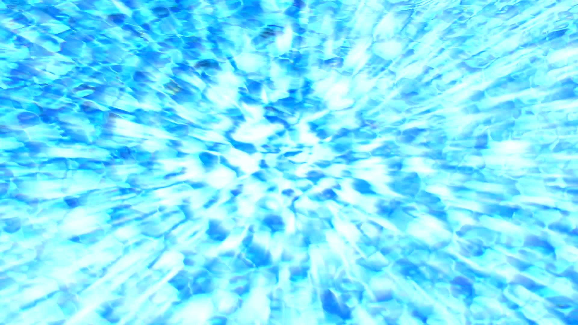 游泳池蓝色瓷砖中的太阳线和水面波浪视频的预览图