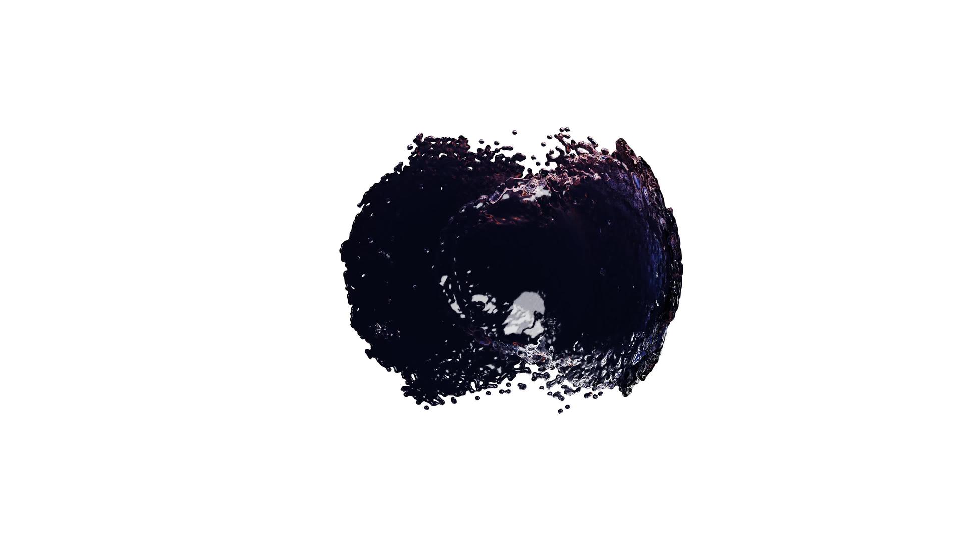 黑色液体球的顶部视图从右向左摇晃到白色背景视频的预览图
