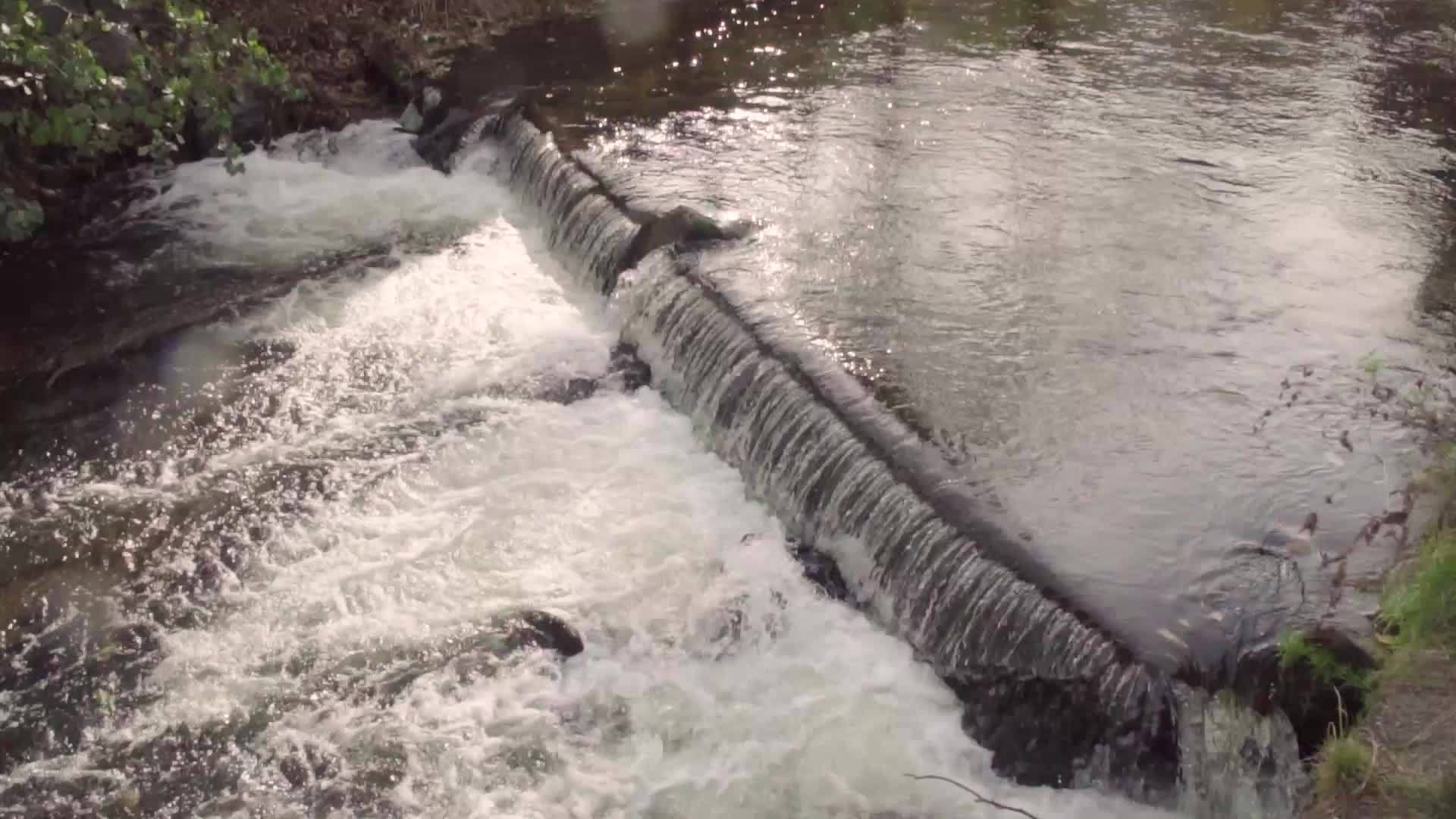 关闭野生山川瀑布和丰富的清澈溪流详细拍摄气泡视频的预览图
