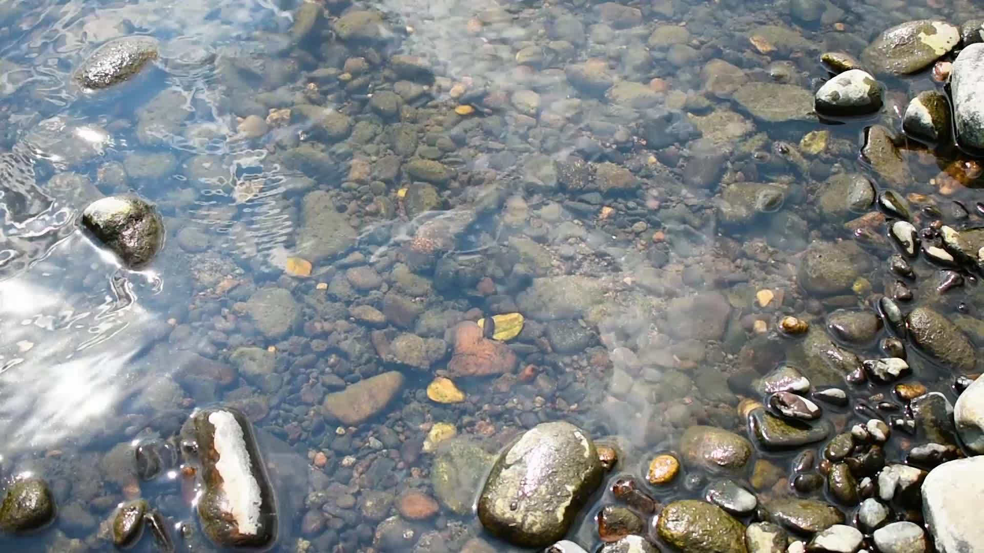 清洁透明的水下河流卵石视频的预览图